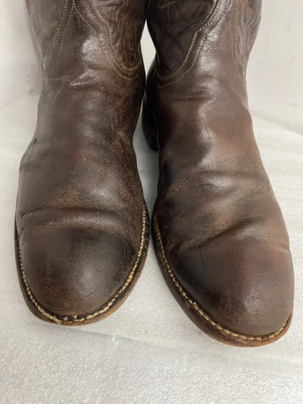 Vintage Lucchese Classics Western Cowboy Boots Brown Leather Men's  10.5 EE Wide